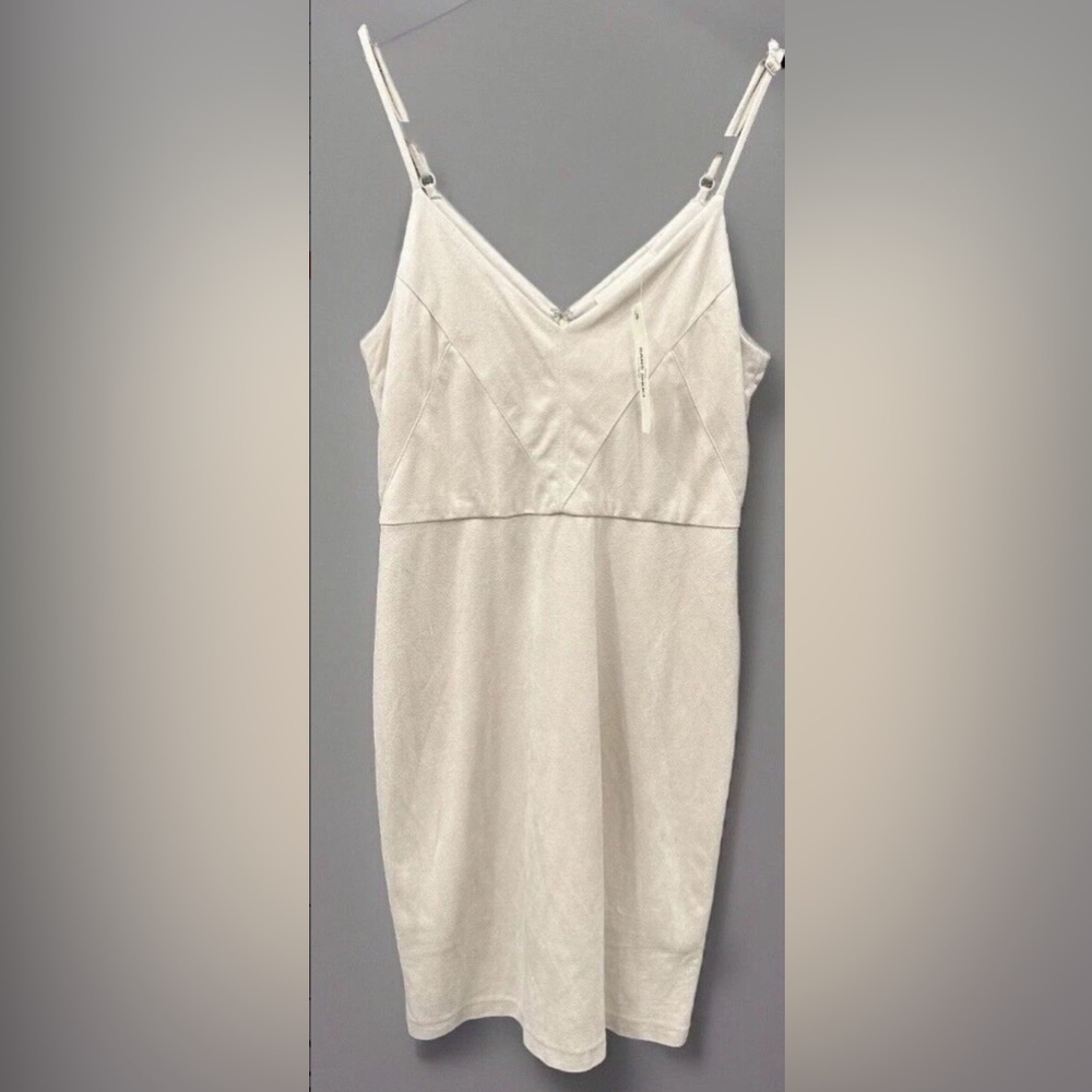 NWT off white Sans Souci Mini slip Dress Medium Cream V Neck Sleeveless Boho